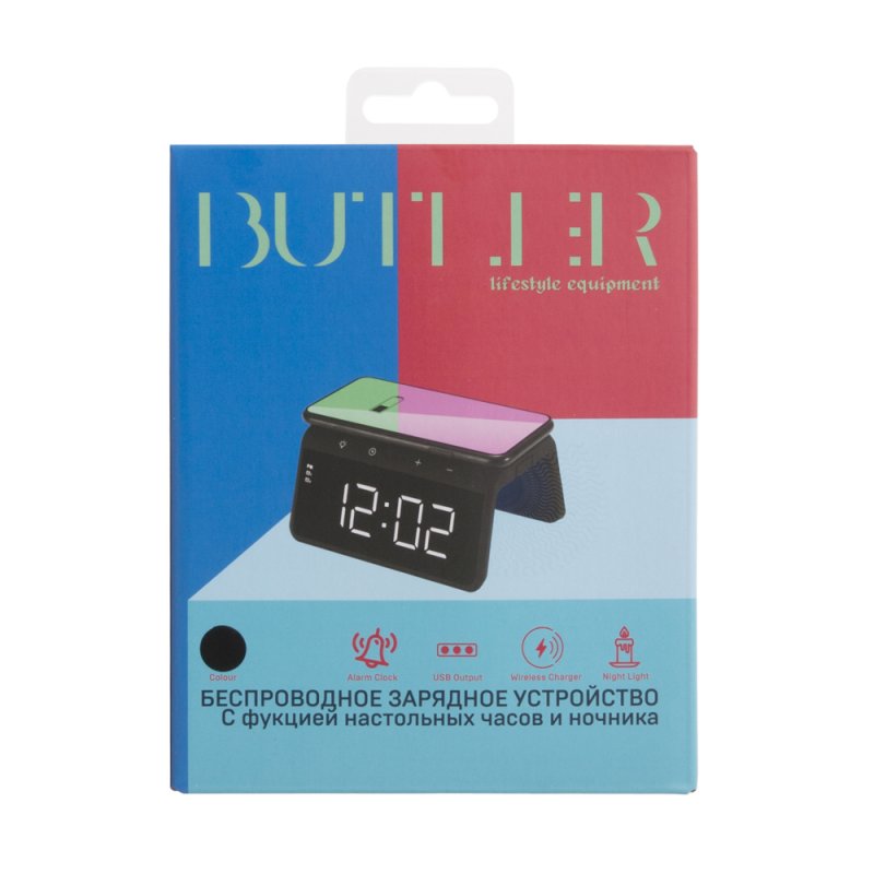 фото Беспроводное зарядное устройство zetton часы будильник ночник (ztsy-w0258qi10wacblru) черное