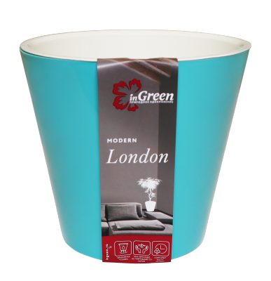 Купить Горшок для цветов INGREEN ING6206ГЛЖ London 230 мм, 5л голубой жасмин
