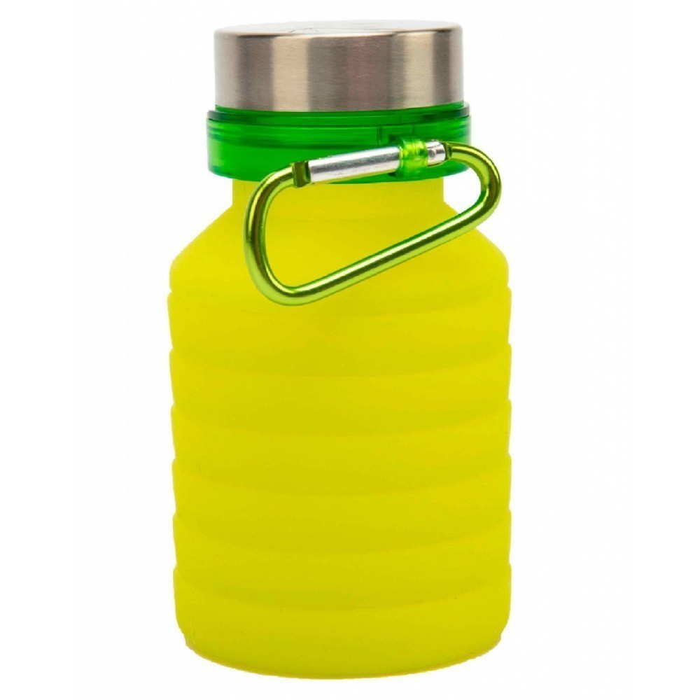 Бутылка для воды силиконовая складная с крышкой и карабином, 500 мл от MELEON