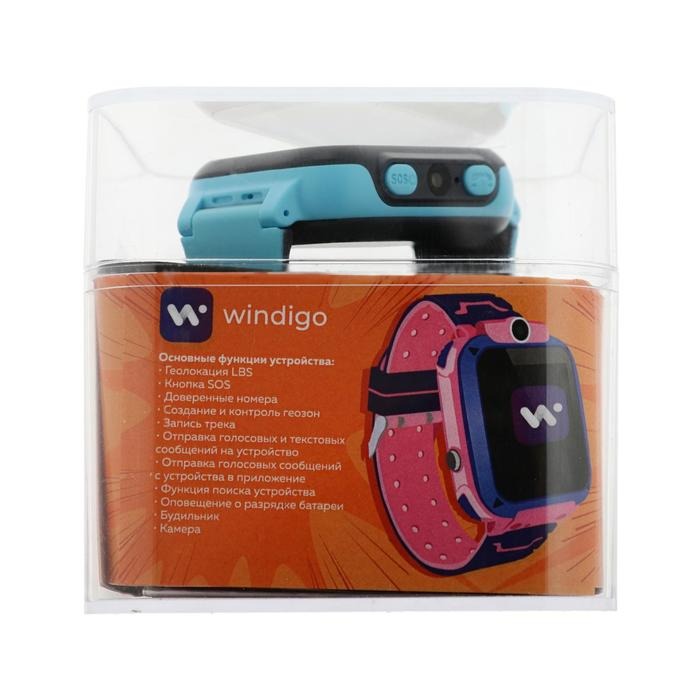 Детские смарт-часы Windigo AM-15, 1.44, 128x128, SIM, 2G, LBS, камера 0.08 Мп, голубые