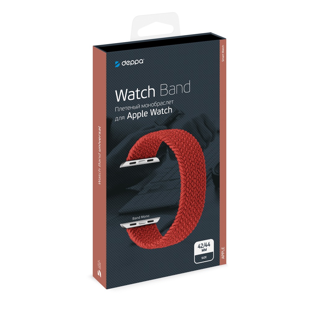 Ремешок Band Mono для Apple Watch 42/44 mm, нейлоновый, красный, Deppa