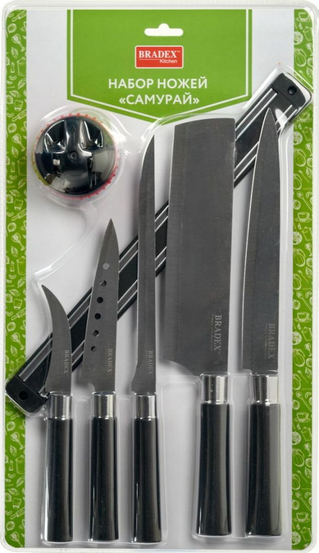 фото Набор ножей 5 пр. «самурай», ножеточка и магнитный держатель в комплекте., нерж.сталь, полипропилен