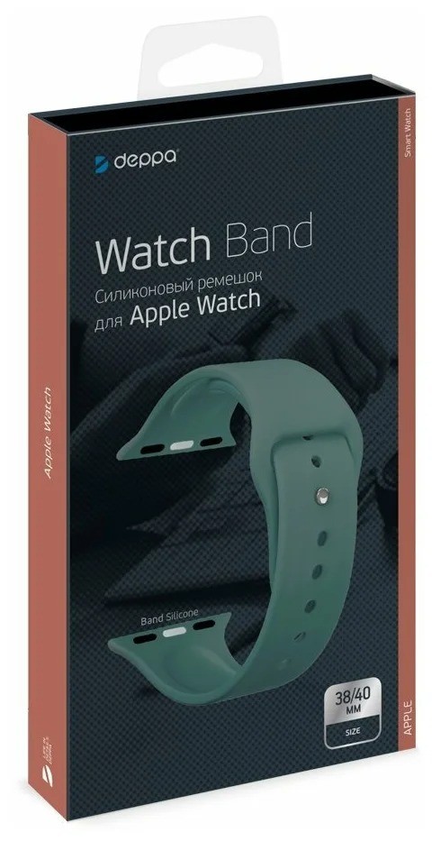 Ремешок Deppa Band Silicone для Apple Watch 38/40 mm, силиконовый, зеленый