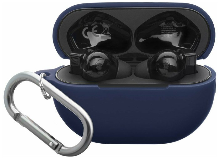 

Силиконовый чехол с карабином для Huawei Freebuds Pro, синий