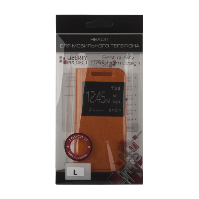фото Чехол «lp» раскладной универсальный для телефонов размер l 120х56мм (оранжевый/коробка)