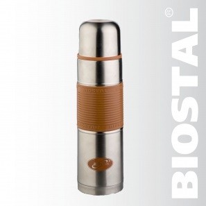 фото Термос biostal nb-750p-c 0.75 л, узкое горло,с крышкой-чашкой, цветная резиновая вставка, мокко