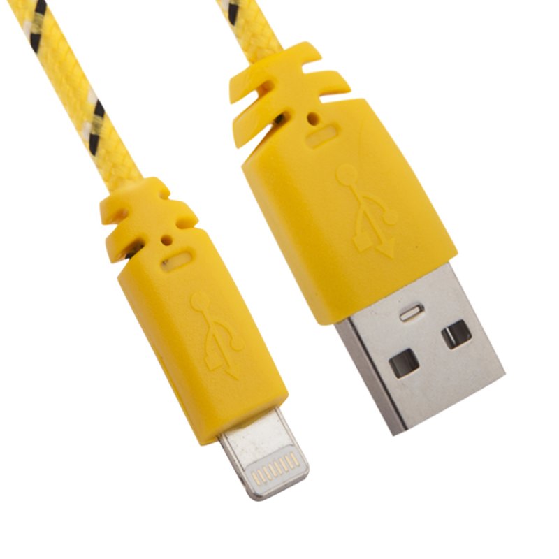 

USB кабель «LP» для Apple iPhone/iPad Lightning 8-pin в оплетке (желтый/коробка)