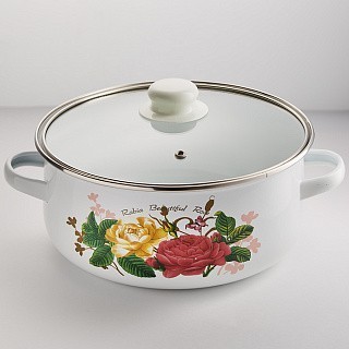 Купить Кастрюля эмалированная METALLONI EM-240042/28 со стеклянной крышкой (д=24см;4,0л) (12)