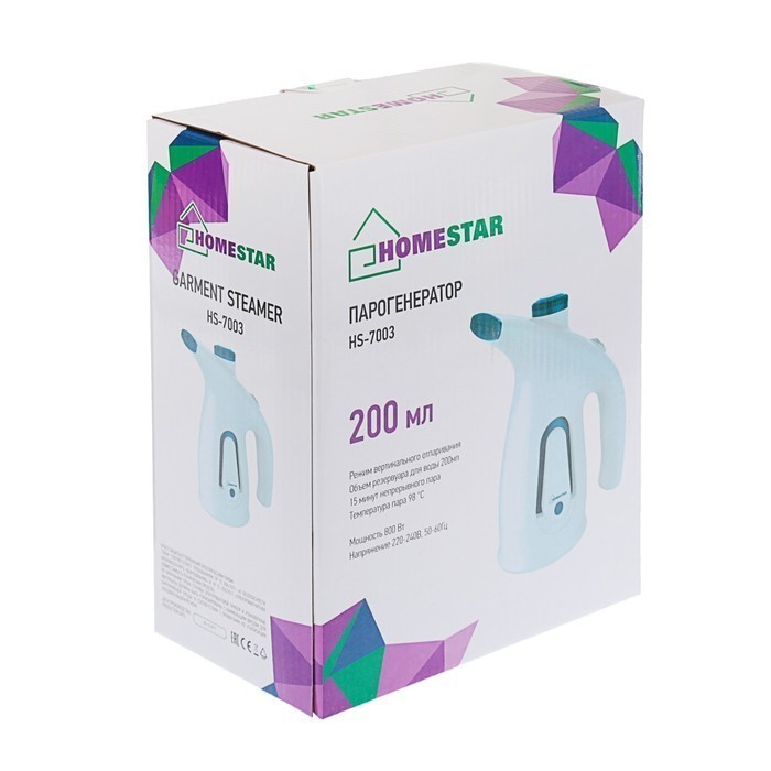 

Парогенератор HOMESTAR HS-7003, 003738 (800 Вт, 200мл)