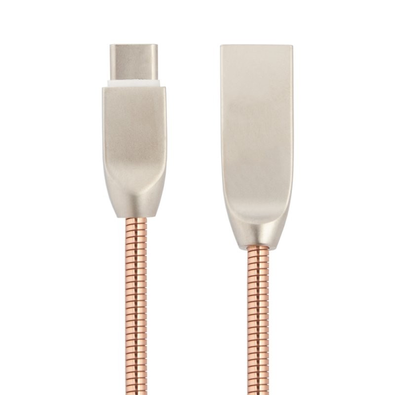 

USB кабель «LP» USB Type-C «Панцирь» в металлической оплетке (розовое золото/коробка)