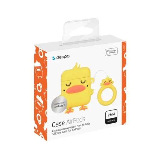 фото Чехол силиконовый funny animals deppa для наушников apple airpods желтый