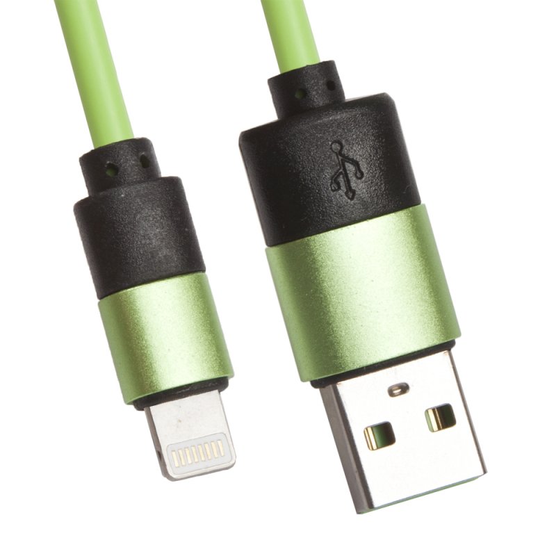

USB кабель «LP» для Apple 8 pin круглый soft touch металлические разъемы (зеленый/европакет)