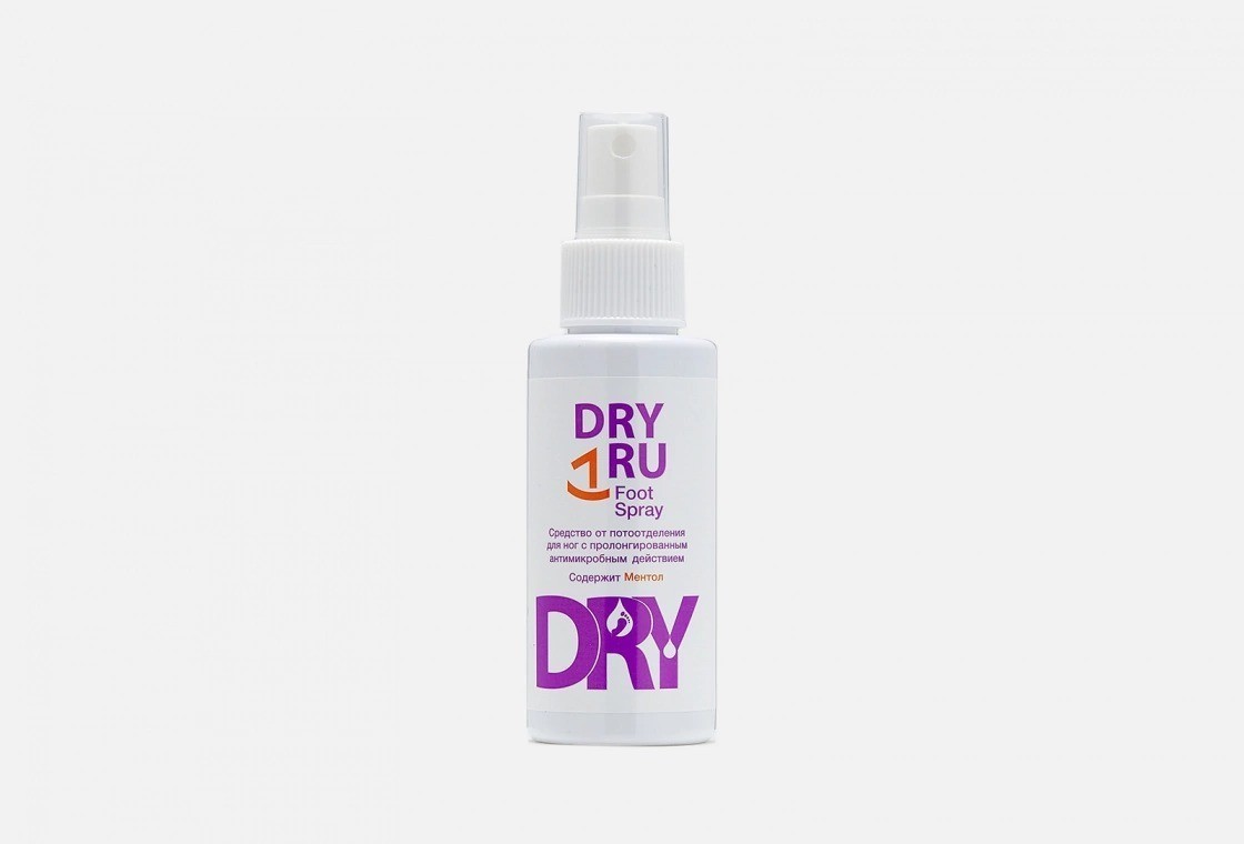 Dry RU Foot Spray - средство против потливости ног с пролонгированным антимикробным действием, 100 мл