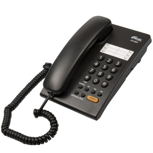 

Телефон проводной RITMIX RT-330 black, без дисплея, стильный дизайн, удобные кнопки, импульсный и то