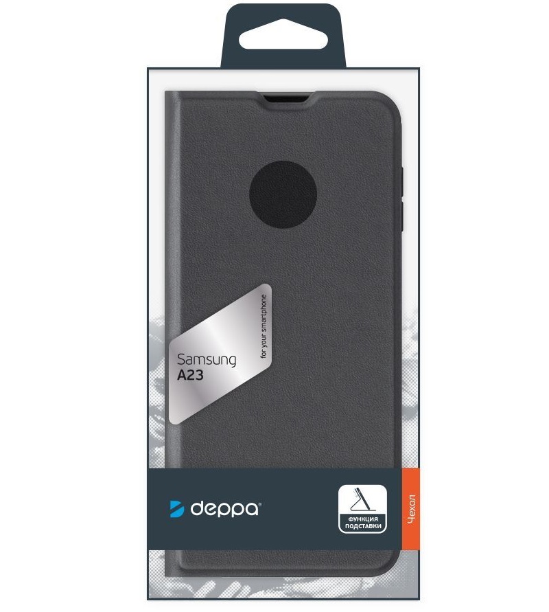 фото Чехол book cover для samsung galaxy a23, черный, pet синий, deppa
