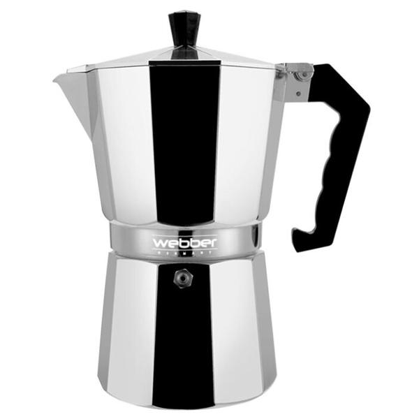 

Кофеварка гейзерная WEBBER BE-0123 алюминиевая 450мл на 9 чашки