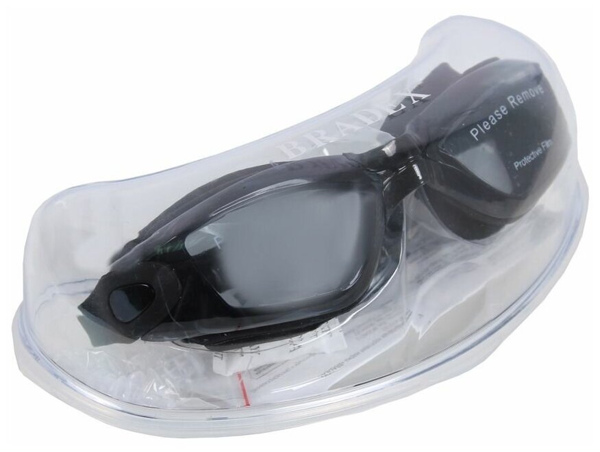 фото Очки для плавания bradex комфорт+, черные, цвет линзы - прозрачный