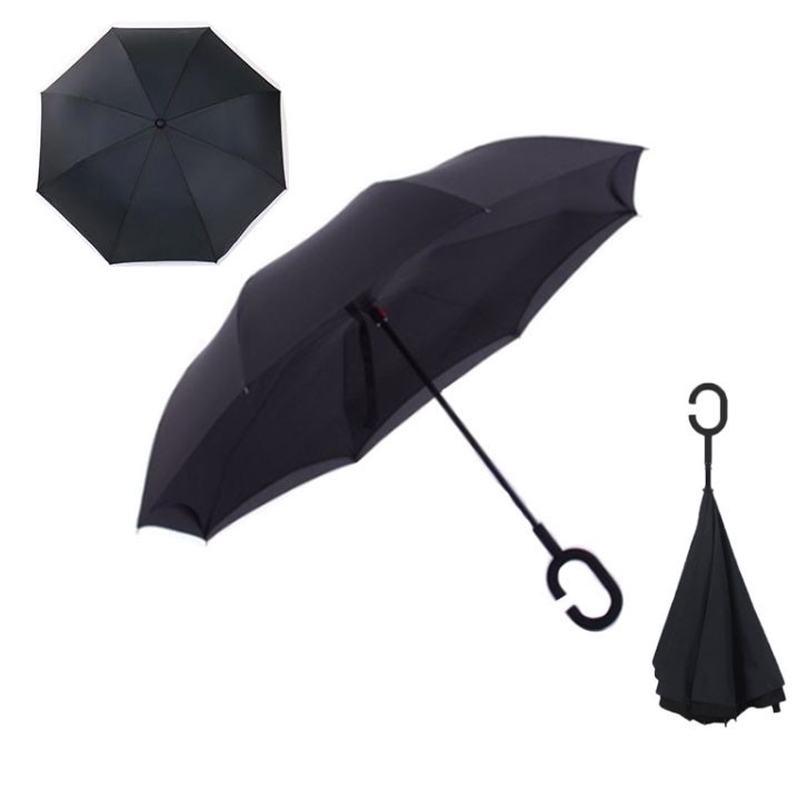 Зонт наоборот (обратный зонт) Up-brella, полуавтомат, черный Зонт наоборот (обратный зонт) Up-brella, полуавтомат, черный