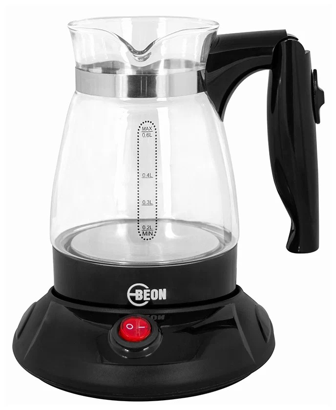

Электрическая турка Beon BN-355 600Вт обьем 0,6л Стекло складная руч Черный