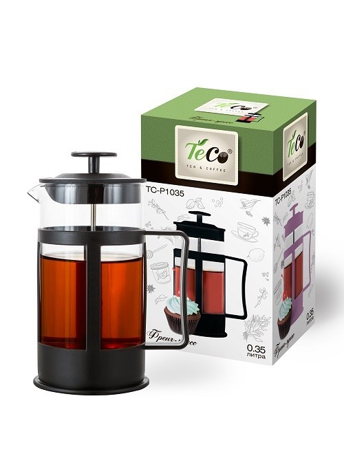 

Френч-пресс TECO, TС-P1035-BL (черный) 0,35 л. из пластика и стекла цветной