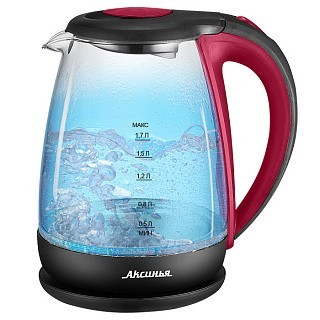 

Чайник электрический АКСИНЬЯ КС-1040, стекло, красный с черным: 2200Вт, 1,7л (6)