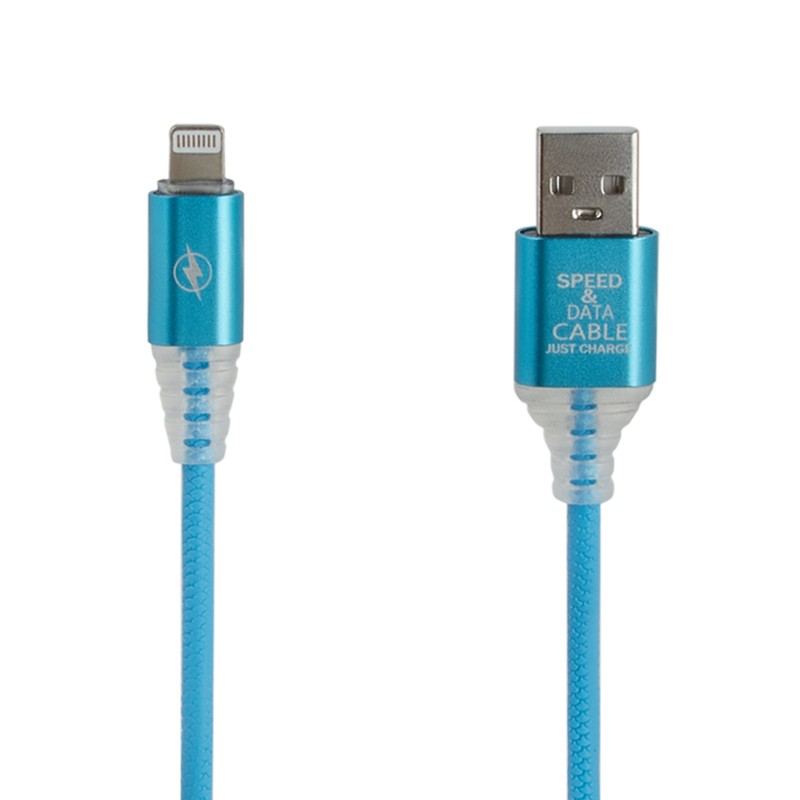 

USB кабель «LP» для Apple Lightning 8-pin «Змея» LED TPE (синий/блистер)