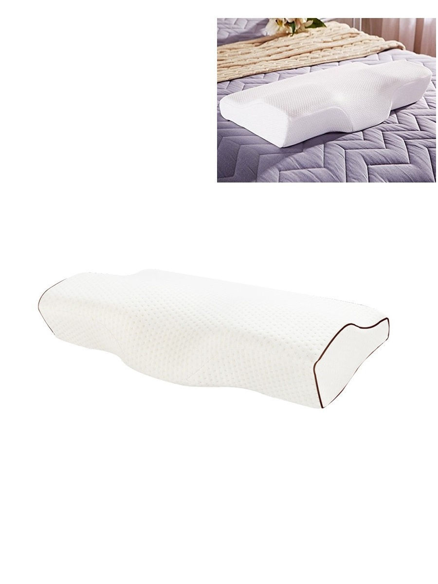 Подушка с памятью и выемкой для шеи Memory Foam (средняя плотность, белая)