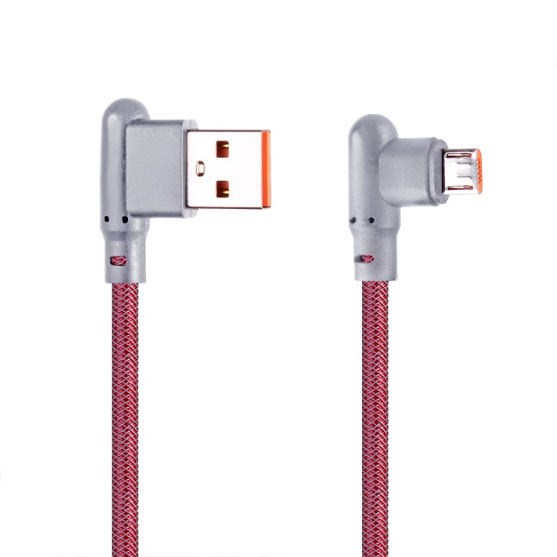 

USB кабель «LP» Micro USB Г-коннектор оплетка леска (красный/блистер)