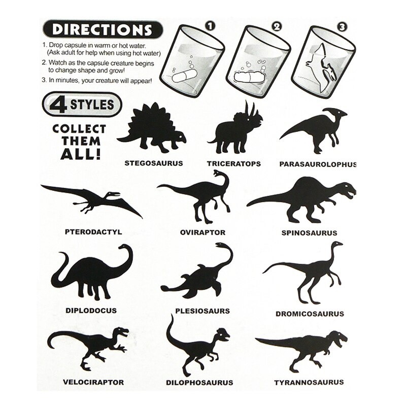 Растущие животные в капсуле - Динозавры, набор 12 шт. от MELEON