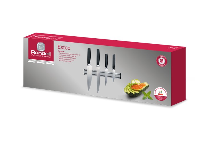 фото 1159 набор ножей на магнитном держателе estoc rondell (bk)