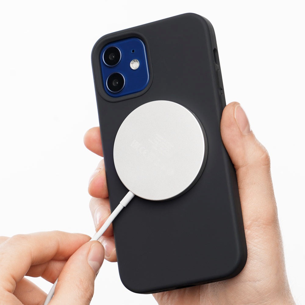 фото Накладка liquid silicone pro с поддержкой magsafe для apple iphone 12 mini, черный, картон, deppa