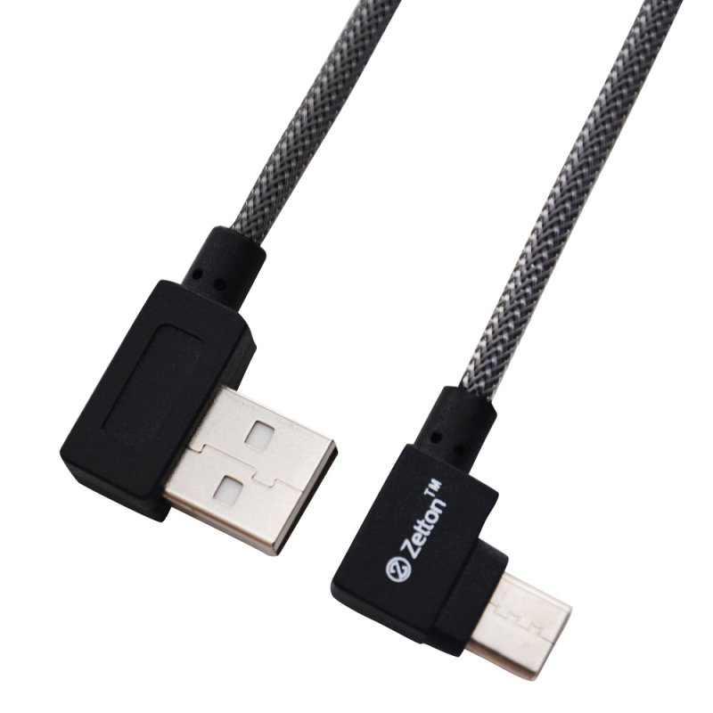 

USB кабель Zetton USB SyncCharge RoundArmor Corner Data Cable USB to USB-C серый (ZTUSBRARCGYUC)