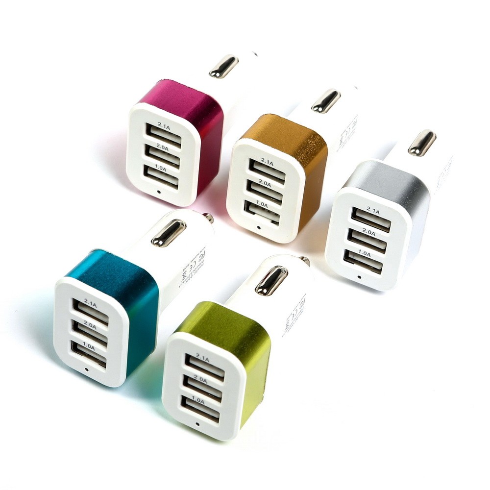 Автомобильное зарядное устройство Torso, 3 USB 1,0 Ах2 и 2,1 А, цвет микс Автомобильное зарядное устройство Torso, 3 USB 1,0 Ах2 и 2,1 А, цвет микс