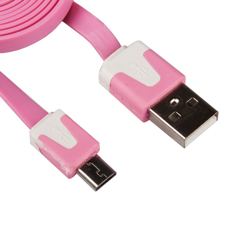 

USB кабель «LP» Micro USB плоский узкий (розовый/коробка)