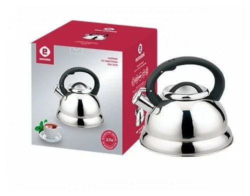 фото Eurostek чайник со свистком esk-3078 2.7 л, серебристый