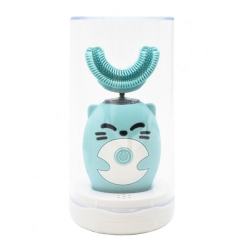 фото Детская автоматическая ультразвуковая щетка-капа smart u-shaped children toothbrush, голубая