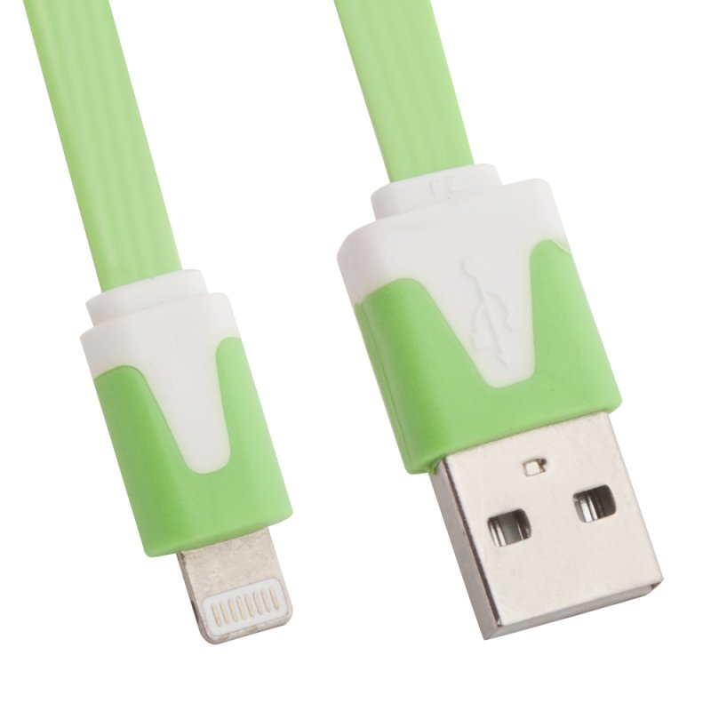 

USB кабель «LP» для Apple iPhone/iPad Lightning 8-pin плоский узкий (зеленый/европакет)