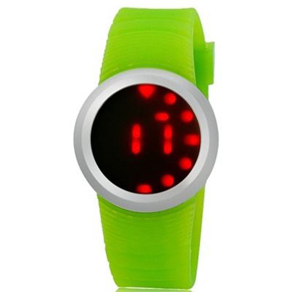 фото Ультратонкие силиконовые led часы nexer g1218, зеленый