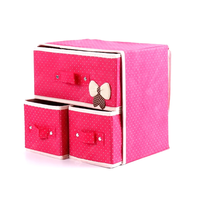 Складной мини-комод с 3 ящиками, 29х20х28 см, розовый