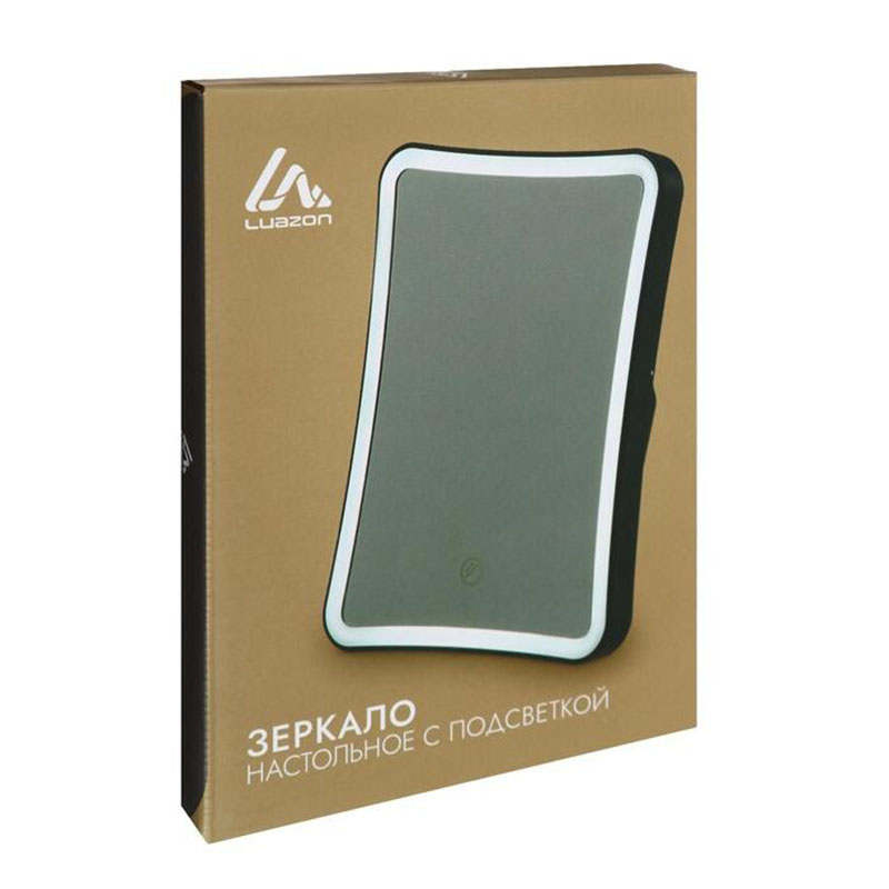 фото Зеркало luazon kz-03, подсветка, настольное, 13.5 ? 18 ? 2 см, 4хааа, сенсорное управление