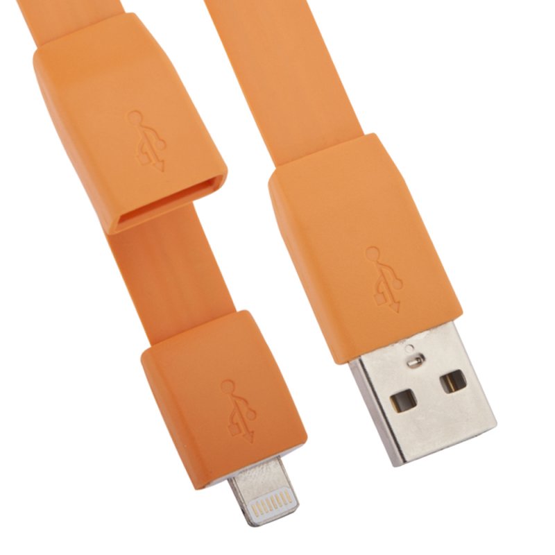 

USB кабель «LP» для Apple iPhone/iPad Lightning 8-pin плоский «браслет» (оранжевый/европакет)