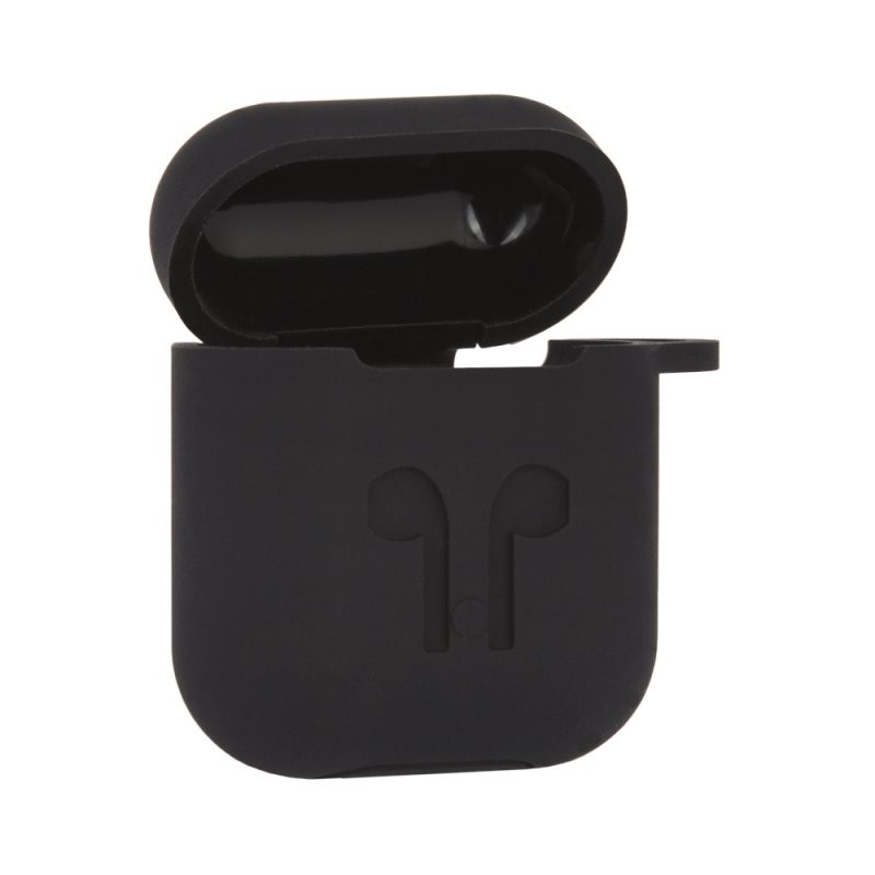 

Силиконовый чехол для AirPods «LP» с карабином и ремешком (черный)