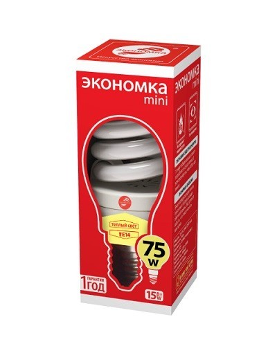 Купить Лампа энергосберегающая  ЭКОНОМКА LKsmT2SPC15wE1427eco (15 Вт, теплый свет, цоколь 14, спираль Т2) 
