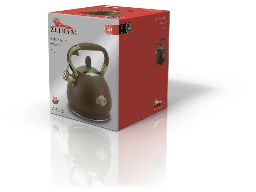 фото Чайник со свистком zeidan z-4352 коричневый, 3 л