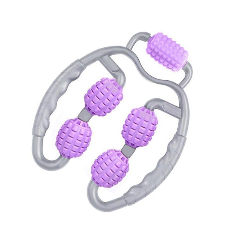 U-образный массажёр для расслабления мышц, 5 роликов, фиолетовый