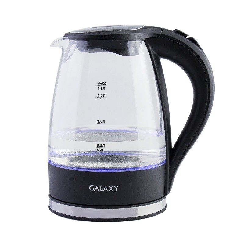 Чайник электрический Galaxy GL 0552,стекло,1,7л, 2200 Вт, скрытый нагревательный элемент