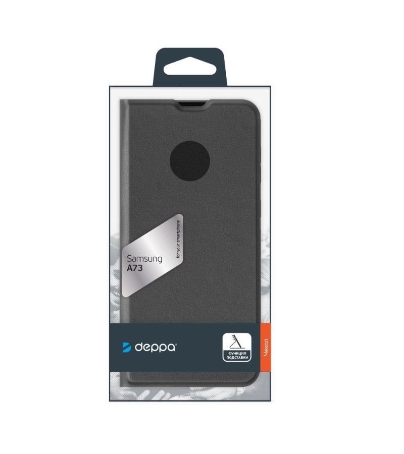 фото Чехол book cover для samsung galaxy a73, черный, pet синий, deppa