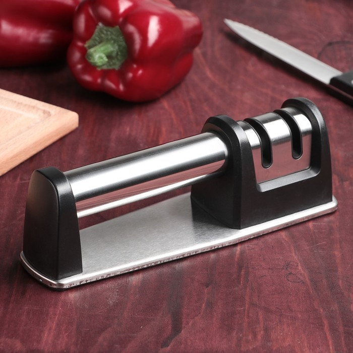 Точилка для ножей - Металлик, с 2 отделениями для стальных и керамических ножей