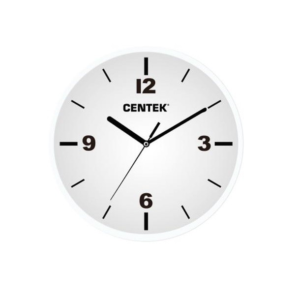 Часы настенные Centek СТ-7102 White (белый) 25 см диам., круг, шаговый ход, кварцевый механизм