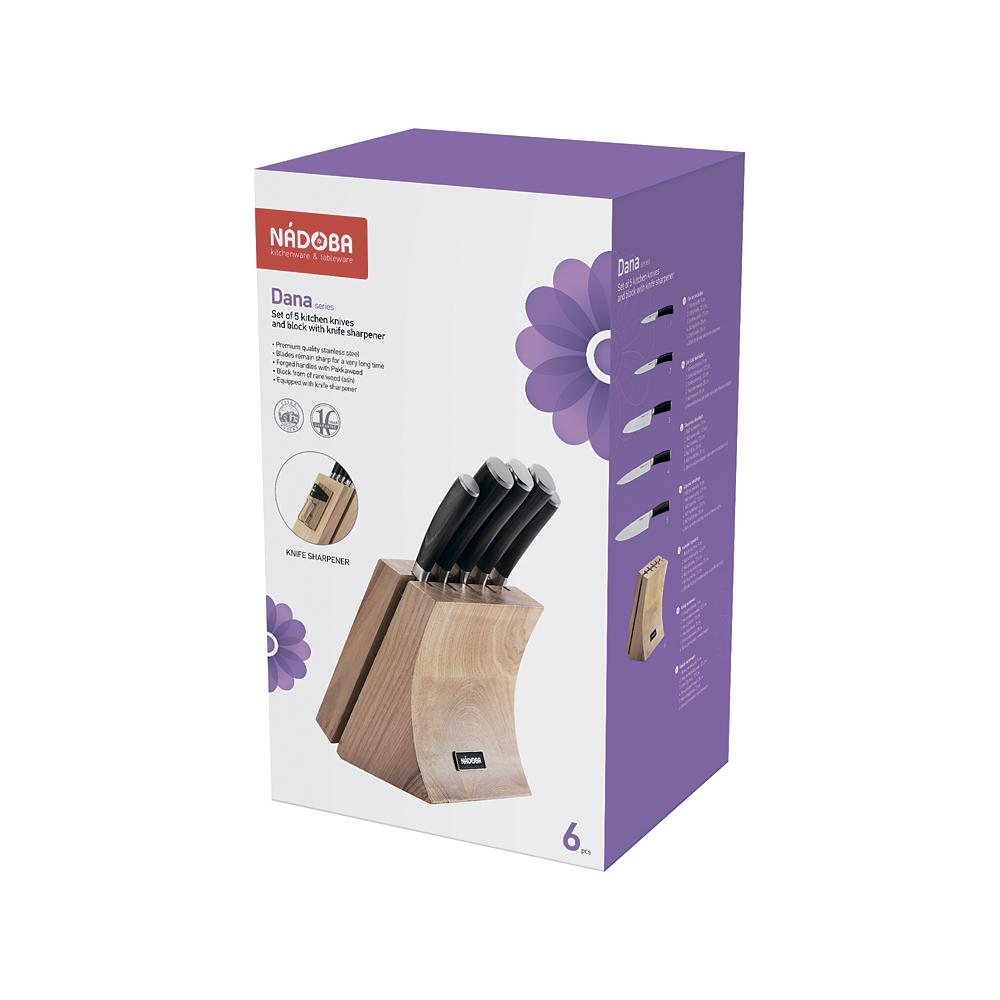 фото Набор nadoba dana 722515, 5 ножей с подставкой, стальной/черный